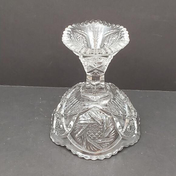 Vtg Imperial Nucut Pinwheel Compote Candy Dish MCM Elegant Cut Glass Decorative - Picture 15 of 16